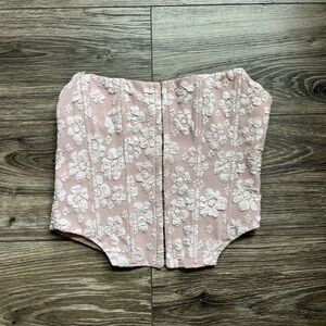 American Threads Jacquard Corset Strapless Top